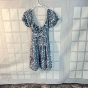 Altar’d state blue floral short puff sleeve mini sundress size xs